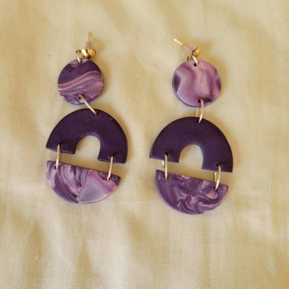 Purple Geometric Earrings